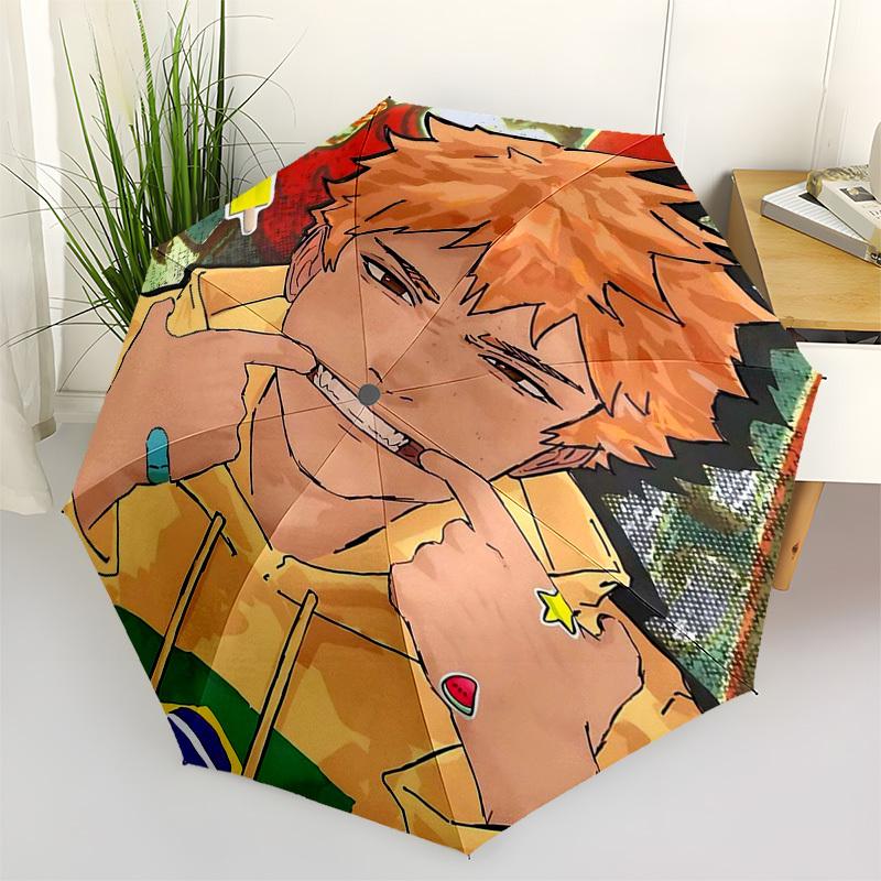 

1pc Brazilian Flag Hoodie Anime Character Outdoor Umbrella - Automatic Opening/Closing, Portable 3-Fold Design, 8-Rib Iron Frame - Perfect Gift f