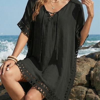 Kjole, Strandkjole, Dameklær, Heklemønster, Lappeteppe, Snøring, Løs Strandbikinitopp