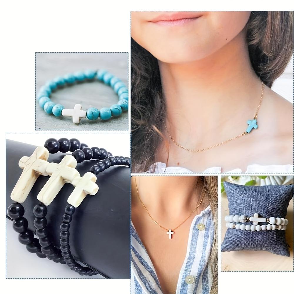 30/60/120ks Křížové korálky z kamenného materiálu, Černé Modré Náhodná barva Křížové kamenné korálky Náhrdelník Náramek Proces výroby šperků