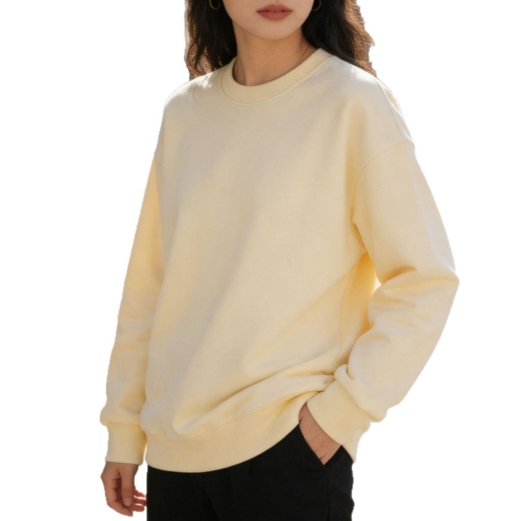 Europe and the United States new autumn and winter crew neck sweater women's top long sleeve white solid color loose girls spring and autumn models 