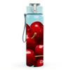 1PC Bright Red Cherry Fruit Cluster Print 750ml Color Plastic Sports Water Bottle Leakproof Flip Straw Lid Suitable for Sports Office Home Use