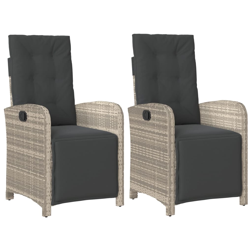 Garden Armchair with Footrest 2 pcs Adjustable Light Grey Poly Rattan