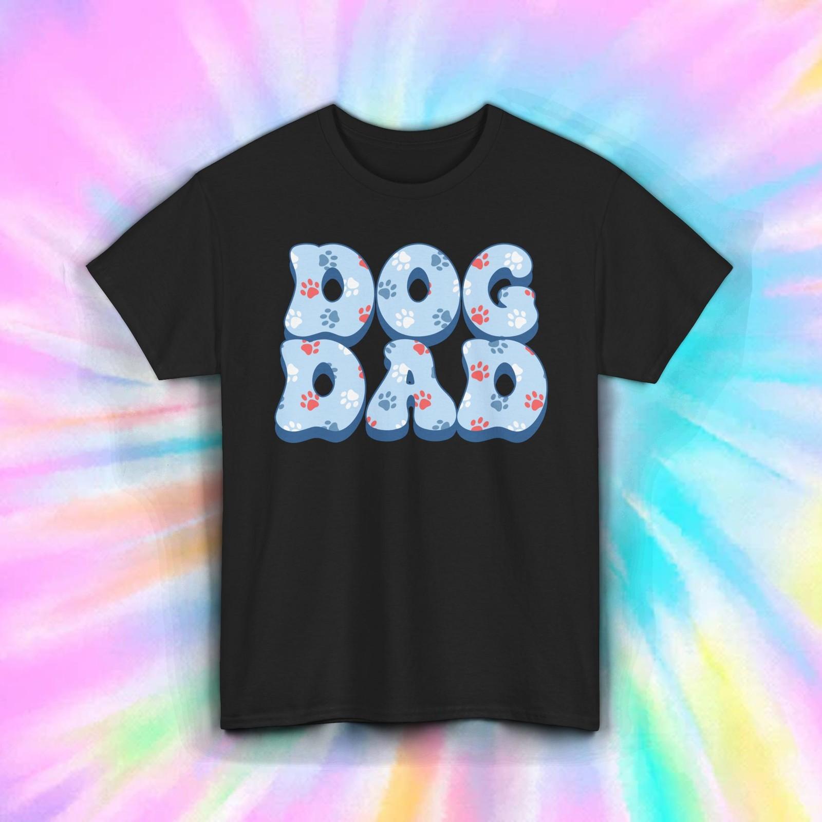Dog Dad Shirt | Funny Pet Lover Gift Retro Paw Print Dog Father Tee S–5XL M