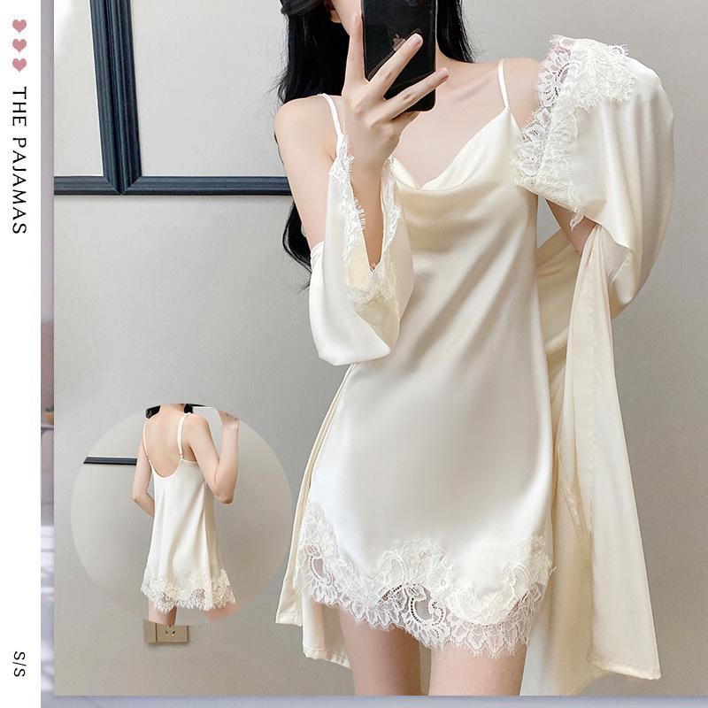 New product solid color suspender light luxury sexy small lace thunder lace nightdress women's slim home nightdress