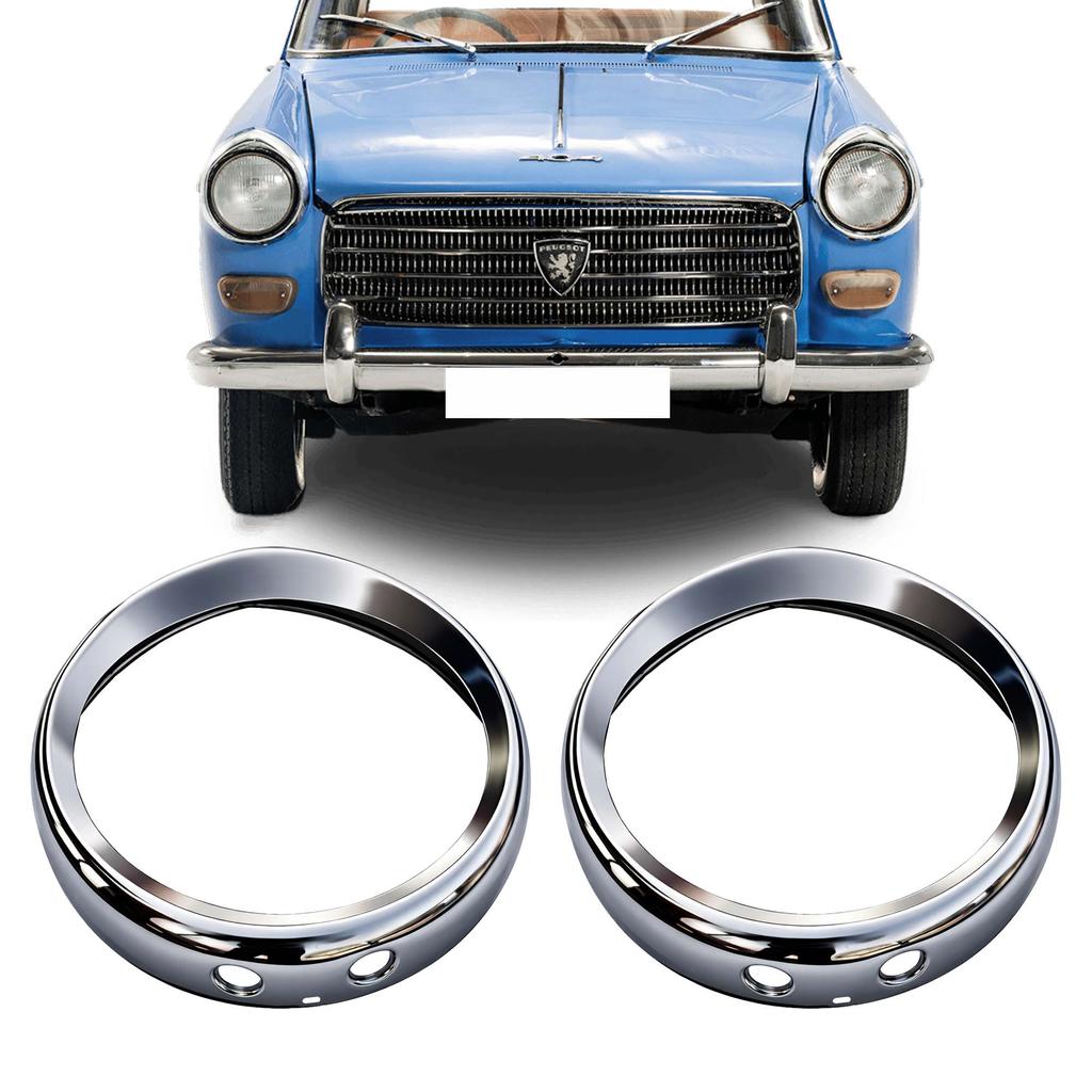 Headlight Decorative Outer Bezel Rim Fits For Peugeot 404 Chrome Plated Metal Headlamp Bezel Ring Trim – Fit Headlight Retaining Rim Replacement Pair