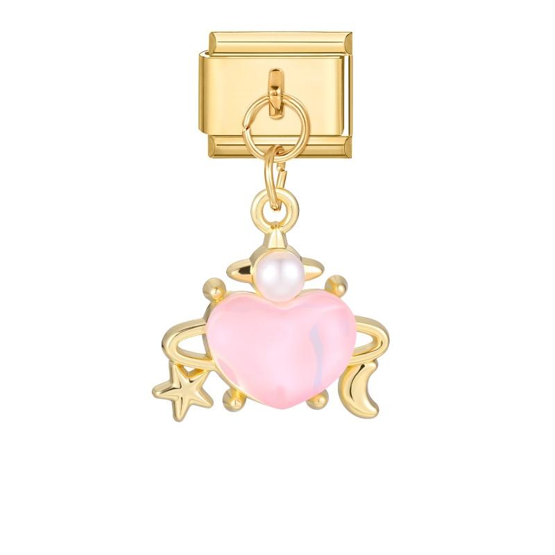 New Vintage Golden Pendant Charm Cat Butterfly Star Tennis Racket Bow Links Fit 9MM Stainless Steel Bracelet Women DIY Making