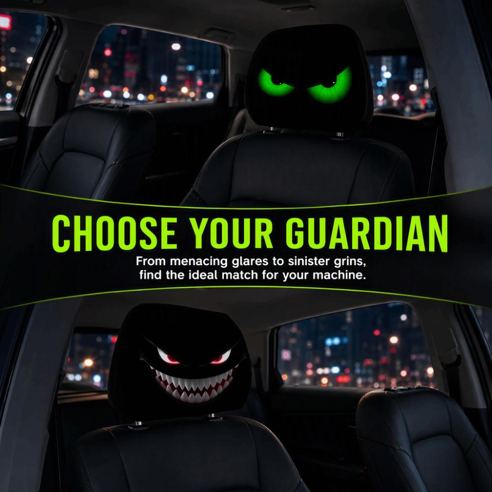 2PCS Funny Face Printing Car Seat Cover Black Car Headrest Protector Car Headrest Cover  Halloween