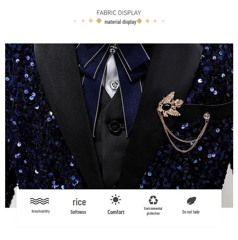 Smoching frumos pentru băieți: Set Costum cu Paiete pentru Spectacole și Podiumuri
