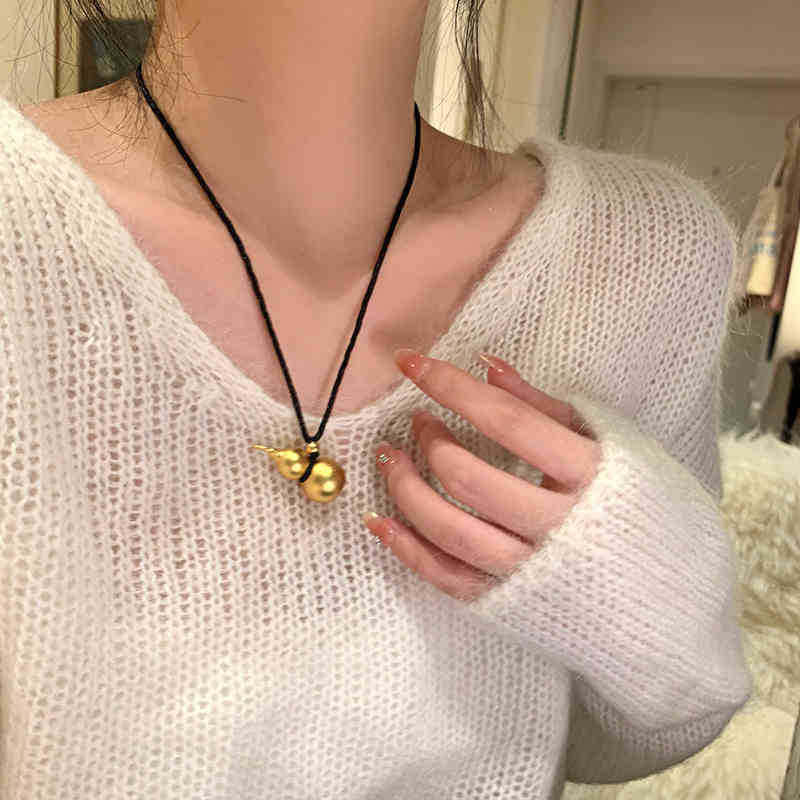 

Эффект биения тыква ожерелье новый китайский стиль ретро темперамент ключичная цепочка осень и зима продвинутое чувство ожерелье ювелирные изделия женщины