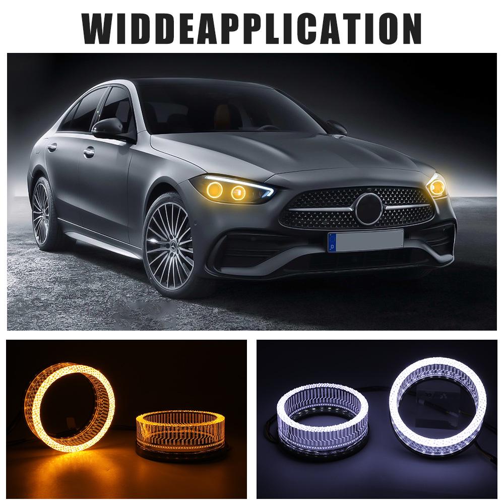 WANGHOI 5D 3.0" Dual-Light Angel Eye Lens, 595mm, White/Yellow with Steering Function