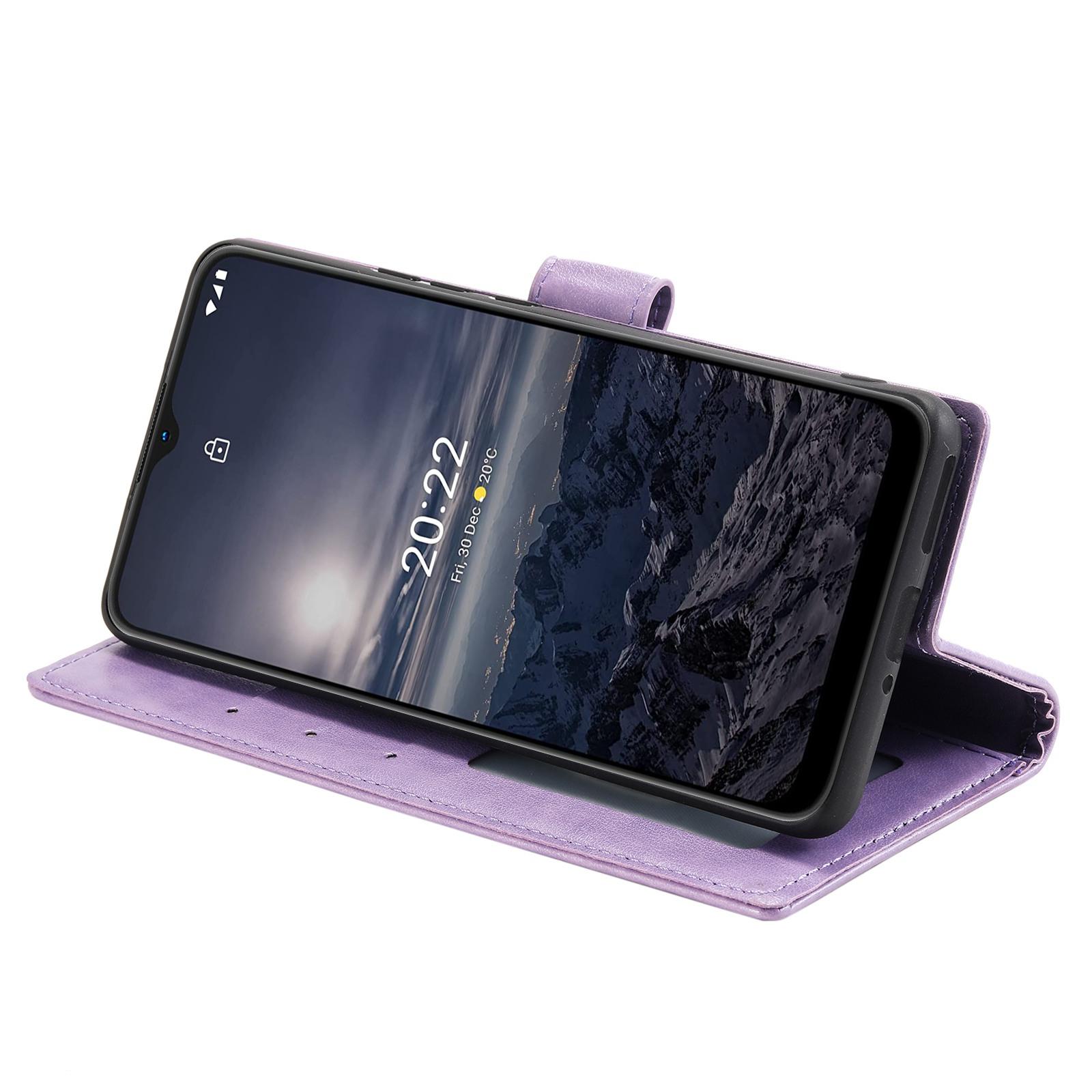 

For Nokia G21/G11 PU Leather Phone Flip Cover,Wallet Stand Design Anti-collision Imprinted Mandala Flower Phone Case Purple