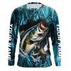 Bass Fishing Long Sleeve T-Shirt, Custom Name, Ideal for Fishing Lovers