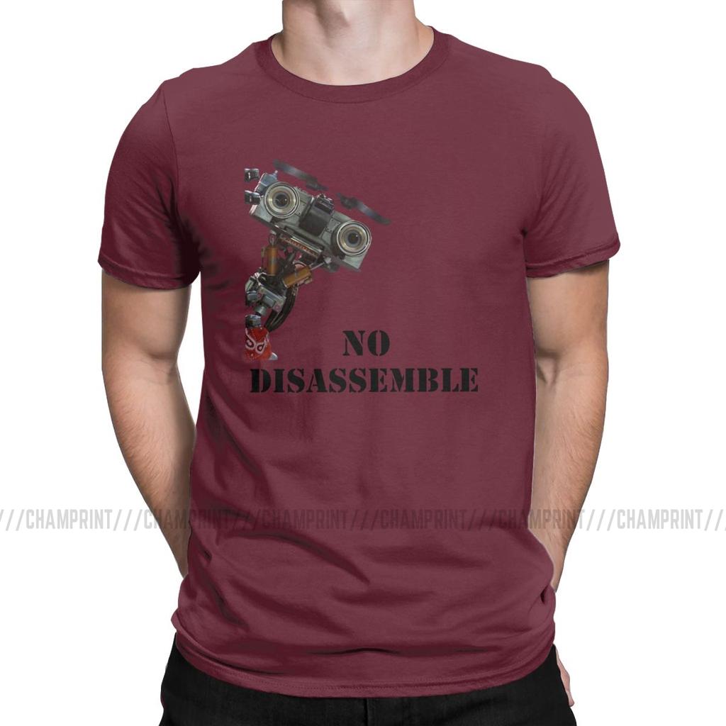 Men TShirt Short Circuit No Disassemble Casual Tee Shirt Johnny 5 80s Retro Robot Movies T Shirts O Neck Clothing Printing