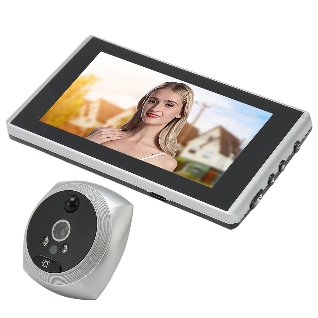 Digital Door Viewer Peephole 1080P Color Night Vision Human Body Detection 4.5 Inch Screen Smart Digital Doorbell Silver