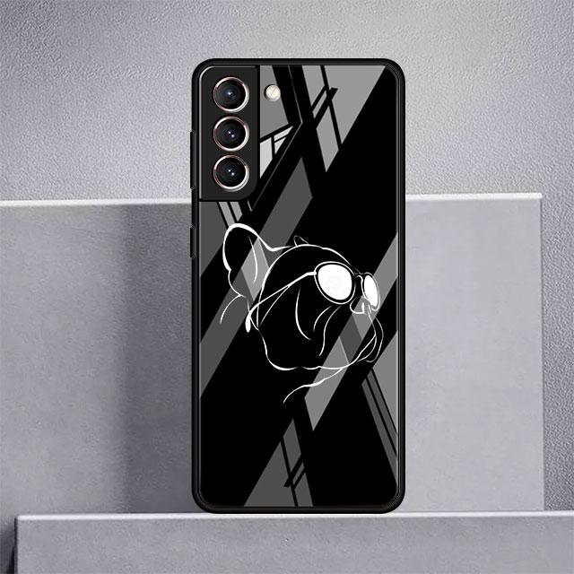 French Bulldog Black White Glass Case For Samsung Galaxy S22 S20 FE S21 Plus Phone Cover S10 5G S9 Note 20 Ultra 10 Lite Shell