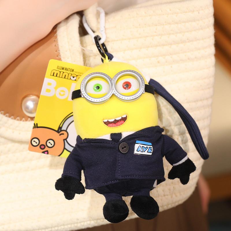 Cute Minions Plush Doll Pendant Kawaii Cartoon Anime Despicable Me Agent Bob Kevin Dave Keychain Backpack Pendant Toy Gift