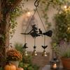 Gartendeko Windspiel Halloween Hexe Besen Windspiel, Feier Dekorative Hängende Metallglocke für Innen Außen Terrasse Veranda