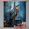 2D Flat Printing 2pcs Happy Valentine's Day Party Curtain Anime Style Wildlife Series Owl Digital Printed Polyester Drapes