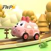 Kid Vehicle Toy Baby Cartoon Pull Back Car Toy, Squeaky Dinosaur Bear Rabbit Press and Sound Soft Silicone Gift for Toddlers Boys Girls Toys with