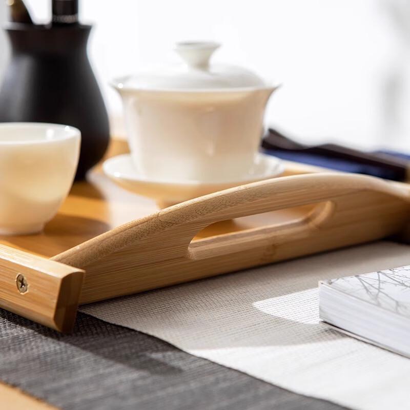 Rechteckiges Verdicktes Bambus-Serviertablett mit Griffen