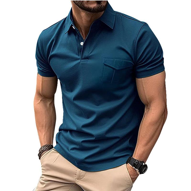 

New Men s Polo Shirt Pockets Men s Sports Polo Shirt Fashion Lapel Short-sleeved T-shirt Sweatshirt Tops XXXL