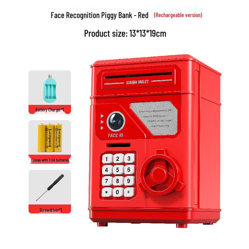 Children's Smart Face Recognition Piggy Bank with Deposit/Withdraw Function and Automatic Bill Rolling