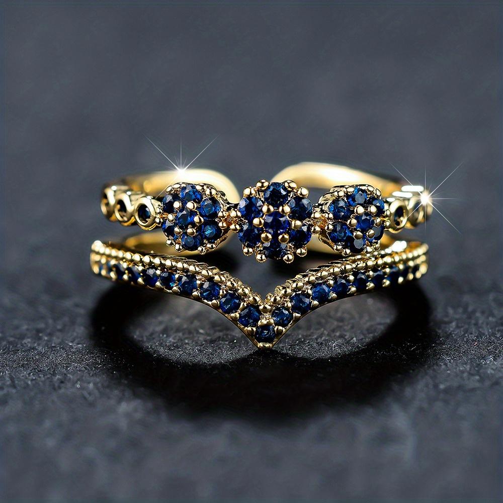 Fashionable women s double-layer V Open-ended adjustable ring
