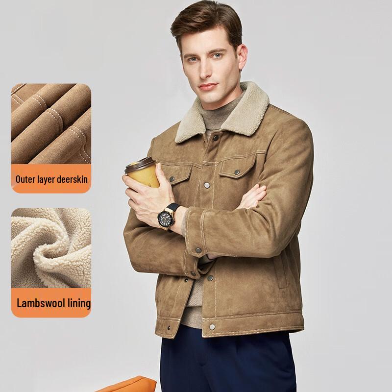 

Men s Faux Lamb Wool Lined Suede Jacket M (170)