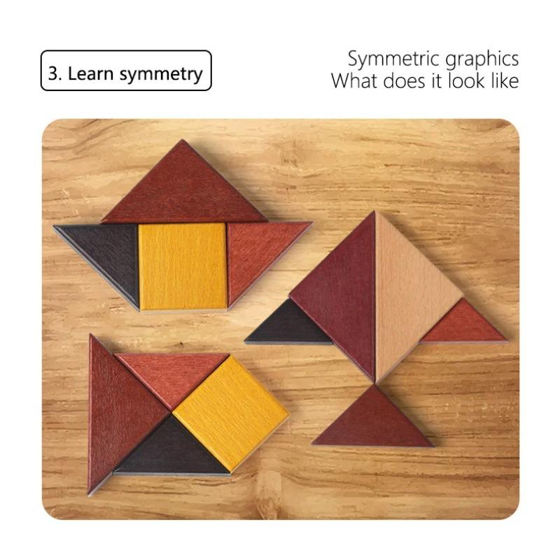 Montessori Wooden Toys Wooden Jigsaw Puzzle for Kids Tangrams Brainstorming Preschool Early Learning Children Logical Thinking
