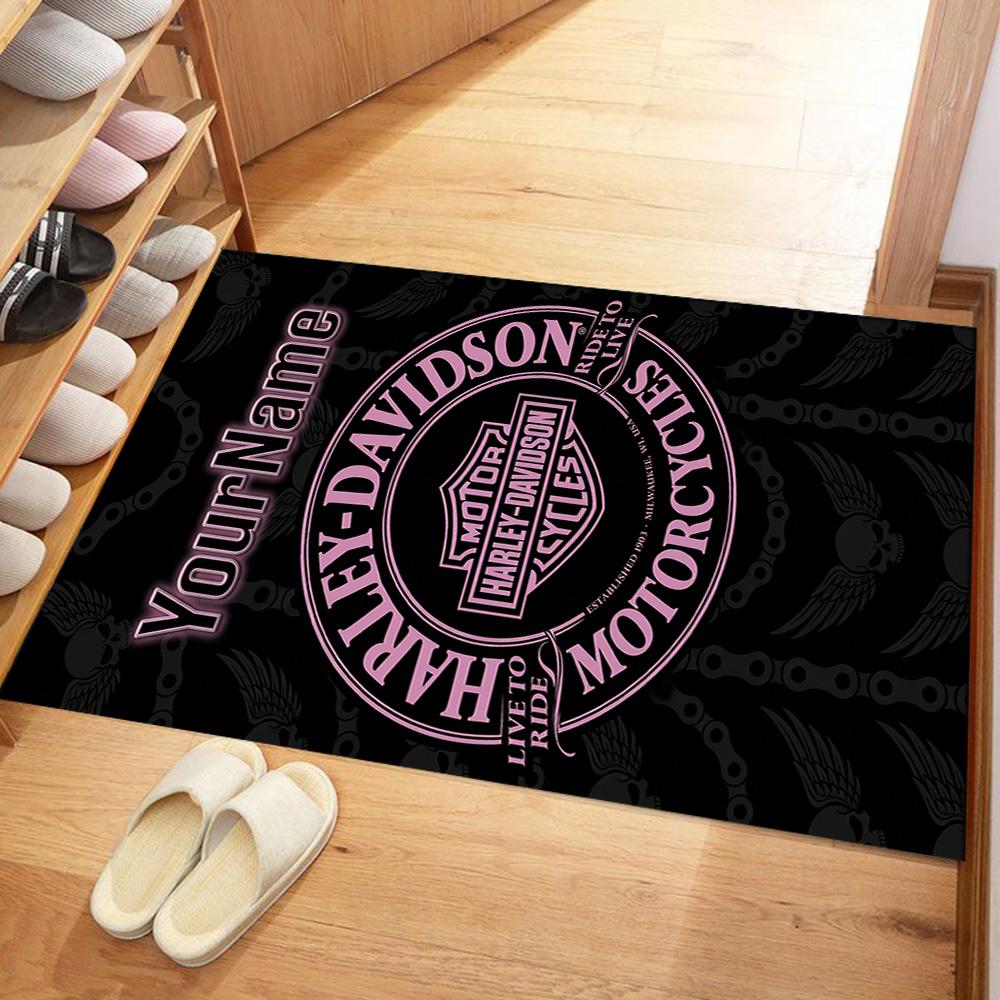 Harley-davidson Motorcycles Customize Your Name Floor Rug Office Rug Design for Playrooms Living Rooms Hallway Balcony Antislip Carpet