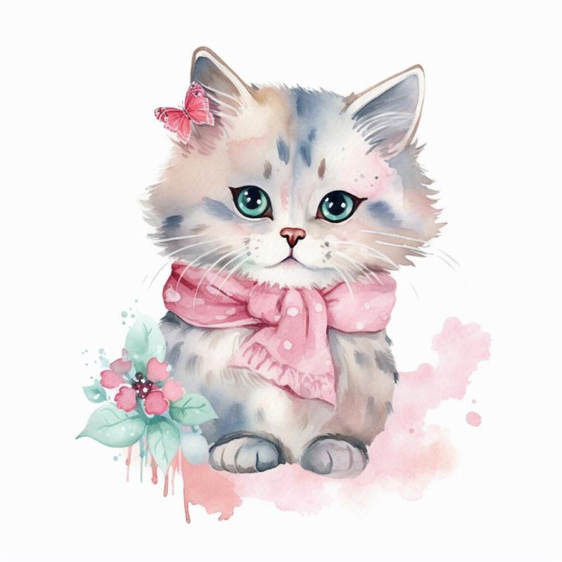 T784#Kitten Cat Wall Sticker Kids Room Background Home Decoration Mural Living Room Wallpaper Funny Decal