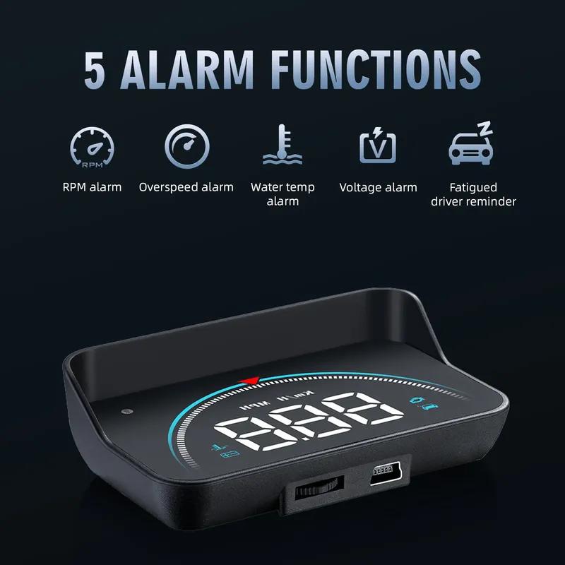 M8 Car HUD Head Up Display OBD2 Overspeed Warning Auto Electronic Water Temperature LED Digital Projector Windshield