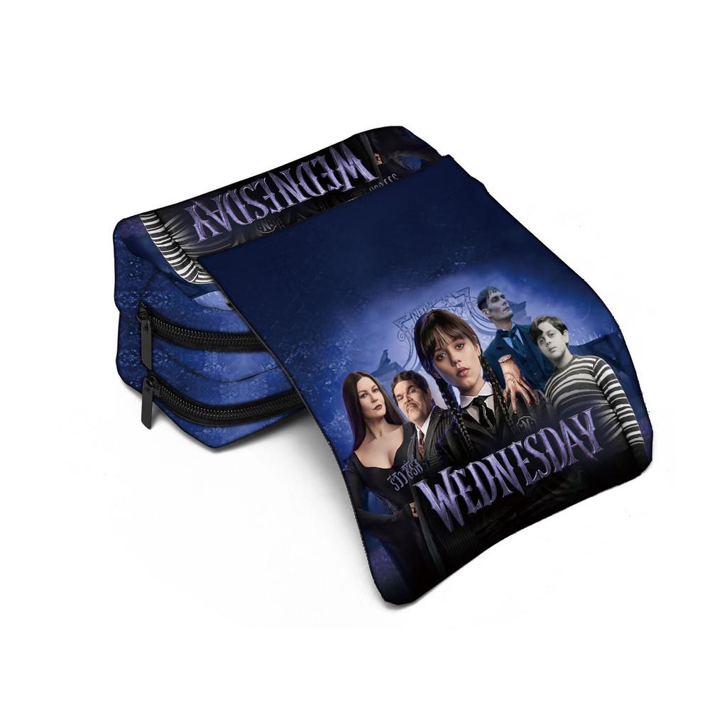 Wednesday Addams Pencil Case Double Layer Polyester Storage For Students And Office Use