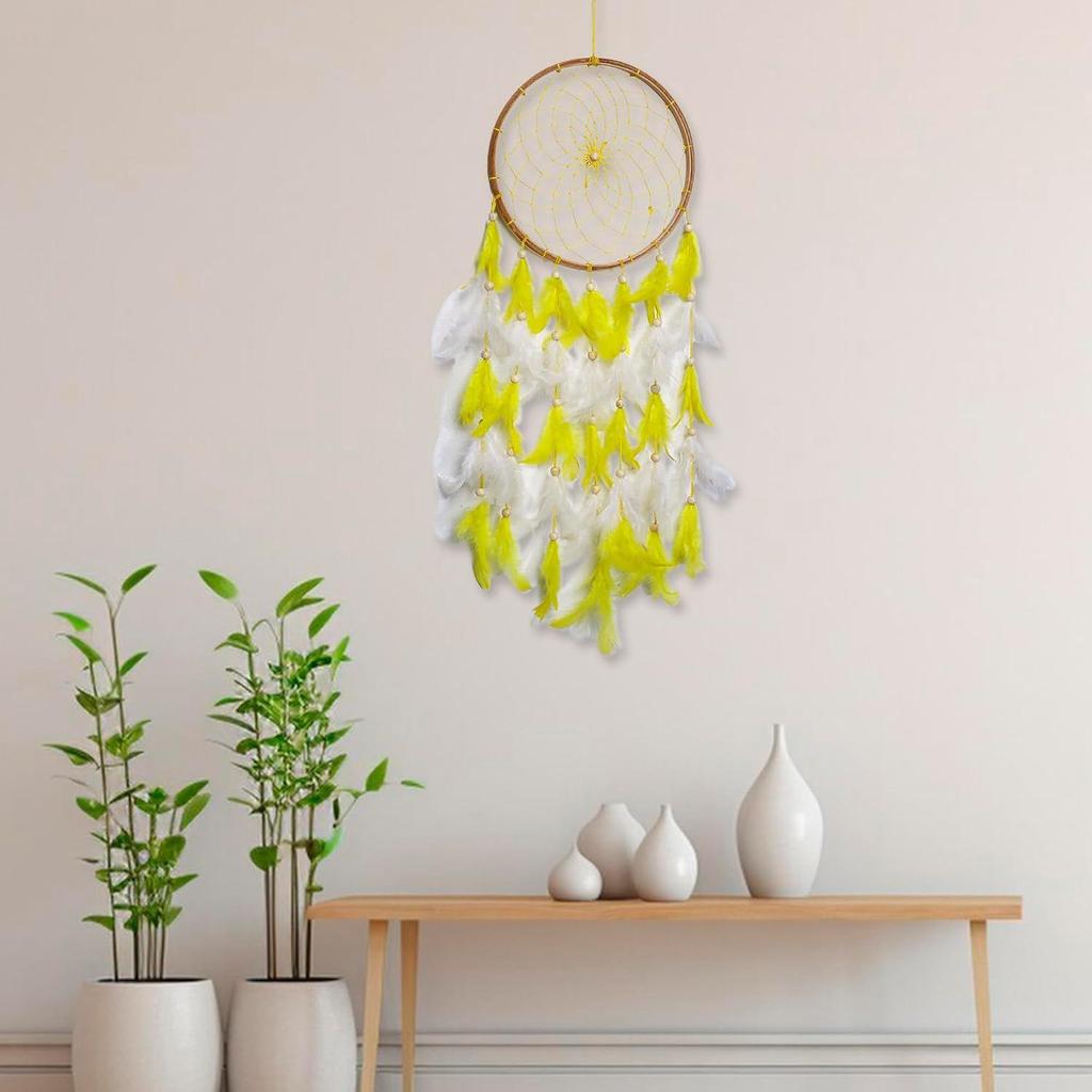 Wood Handcrafted Dream Catcher for Bedroom,Living Room,Home Decor with Light, Positive Energy Decorative Show Piece |Rustic Boho Wall Hanging