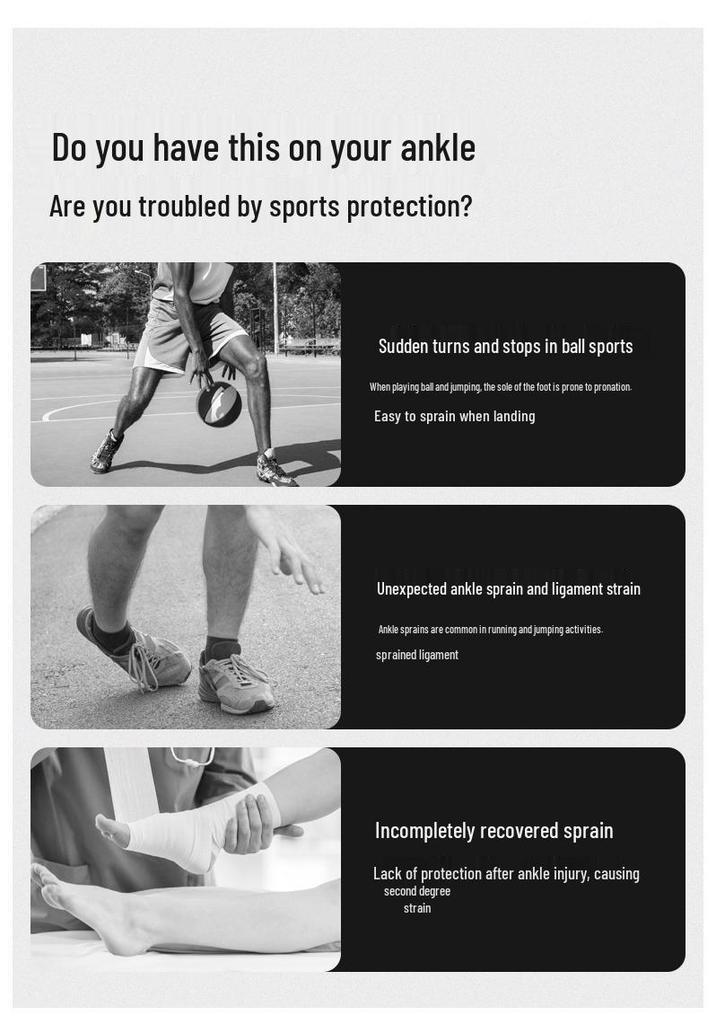 Anti-Sprain Compression Ankle Support Sleeve - Protective Sports Bandage For Ankle Joint Stabilization