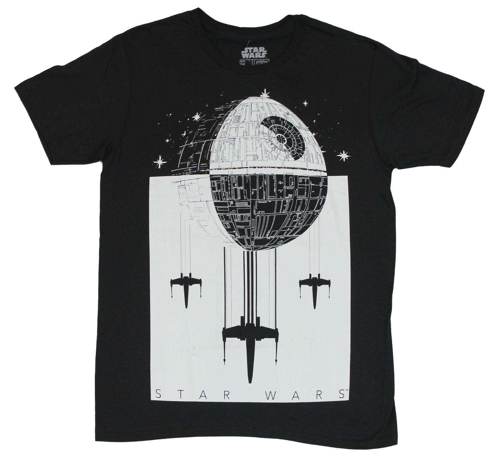 Star Wars Adult New T-Shirt - Super Stylized Triple X-Wing Death Star Drop Pic XXXL