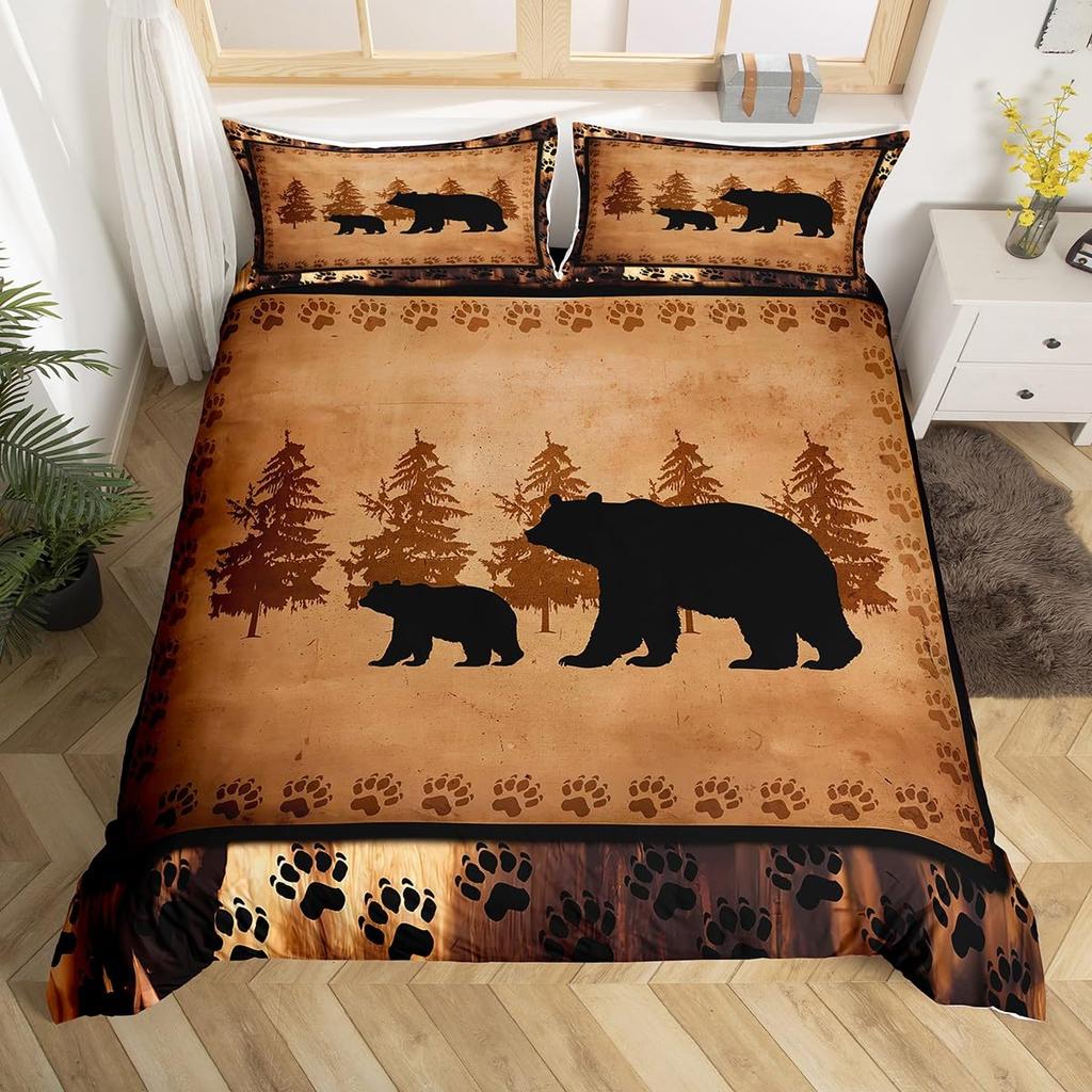 3D Black Bear Duvet Cover Set Wildlife Pattern Bedding Sets With Pillowcase Kid Adult Bedroom Single Queen King Comforter Cover