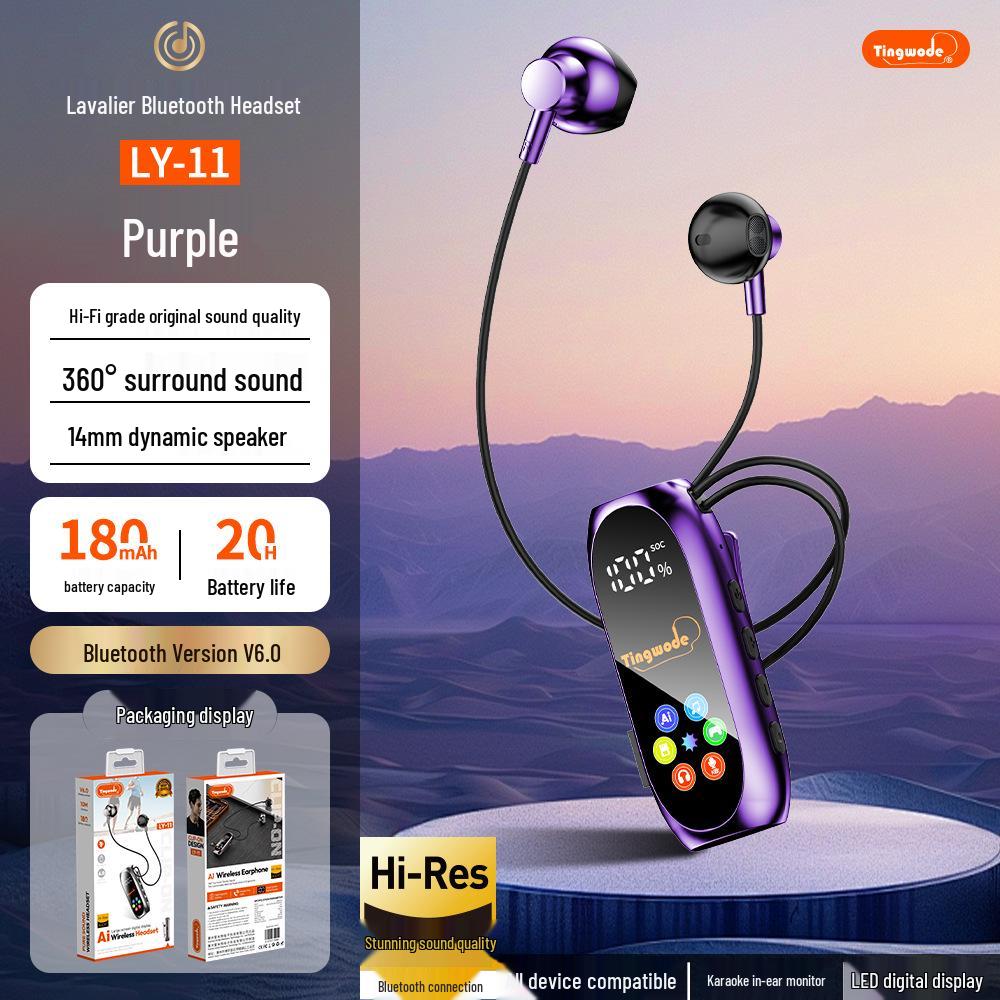 High-Quality Clip-on Bluetooth Earphones with Long Battery, Noise Reduction, and Clear Calls for Wireless Sports