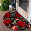 1Pcs Vintage Rose Semi Circle Welcome Doormat Non-Slip for Outdoor Patio Porch Kitchen Bathroom Entryway Floor Mat