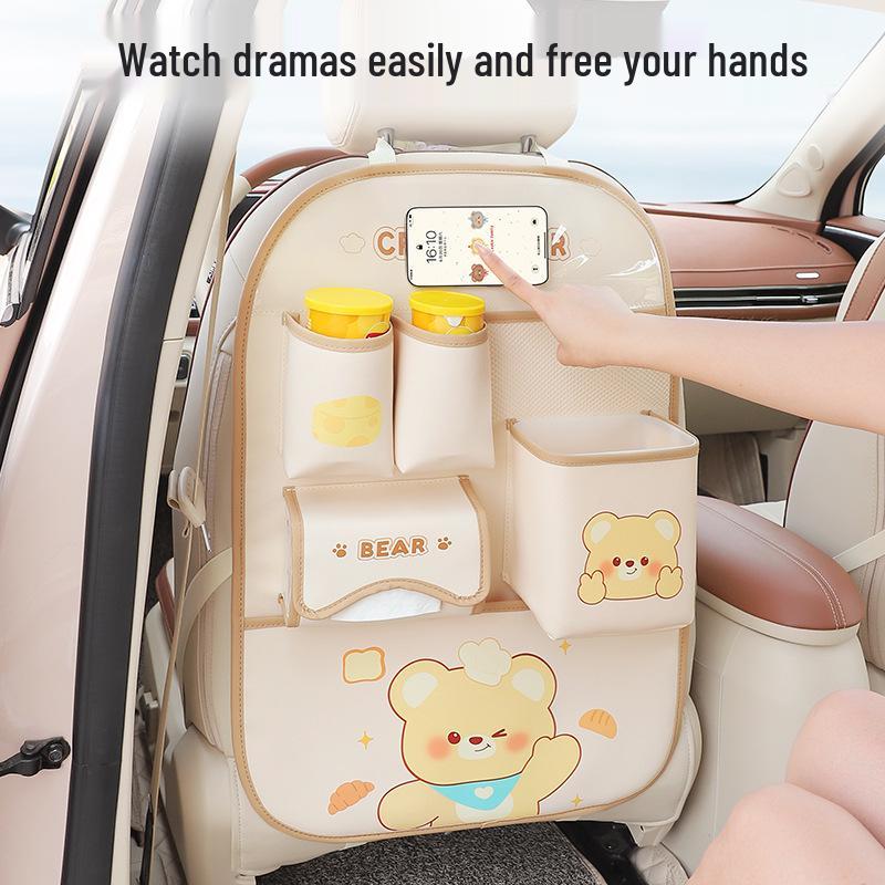 Cartoon Autositz Rückenlehnentasche: Multifunktionale Trittmatte & Aufbewahrungstasche