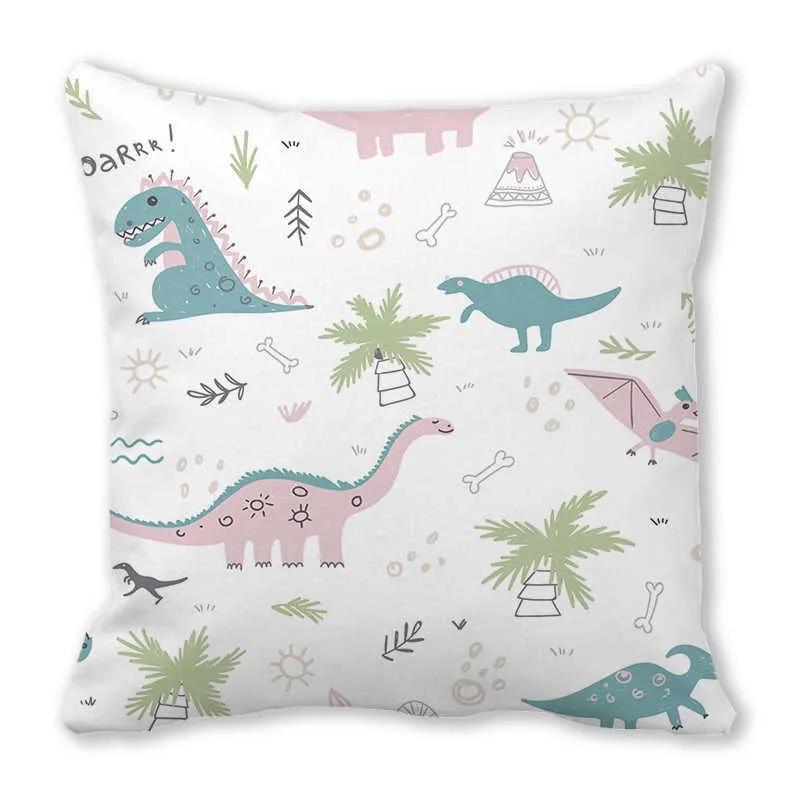 Büro Sofa Auto Kissenbezug Luxus Heimdekoration Kissenbezug Niedlicher Cartoon Kleiner Dinosaurier Tiermuster
