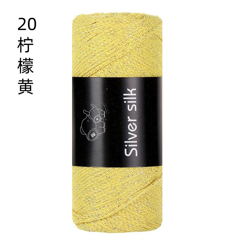 150g Sparkling Thread Silver Wire Hollow Cotton, 2mm Handmade DIY Crochet Butterfly Broken Silver Bag Hat Round Strand Yarn