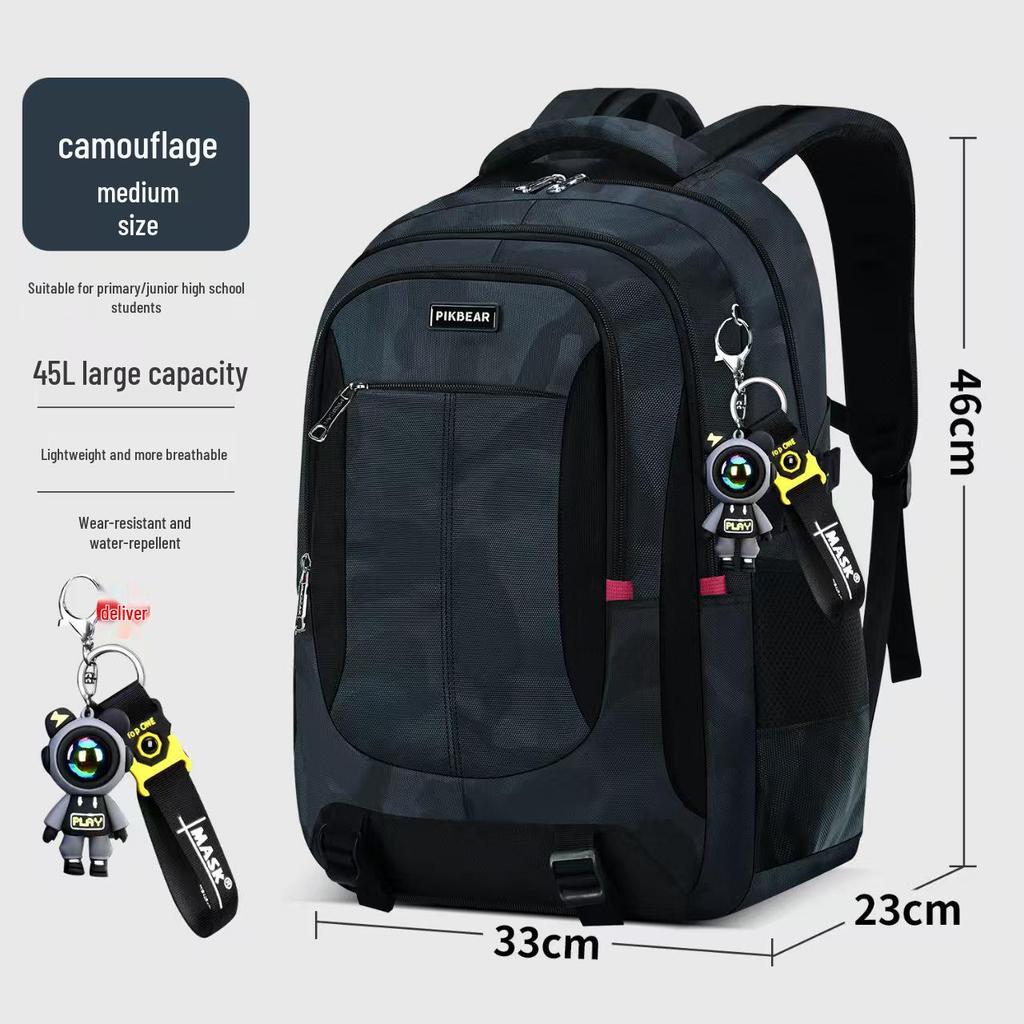 Men's Camouflage Schoolbag: Junior & High School Decompression Backpack with Spine Protection and Large Capacity for Outdoor Leisure.
