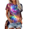 Modisches Damen Rundhals Kurzarm 3D Lässiges Farbprint Lässiges Kurzarm Rundhals T-Shirt