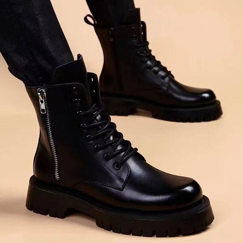 Men's 2024 Autumn British-Style Genuine Leather High-Top Work Boots