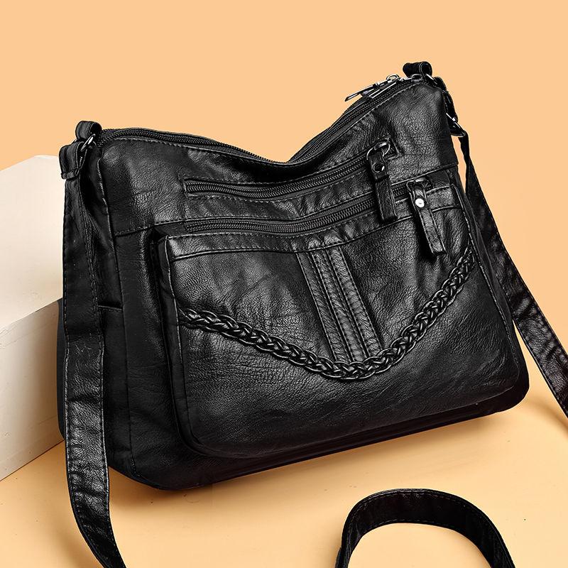 SZGTQ-001 Nieuwe Mama Tas, Honderd Dames Schoudertas in Buitenlandse Stijl, Meerlaagse Grote Capaciteit Dames Tassen Crossbody Tas voor Middelbare Leeftijd en Ouderen zwart