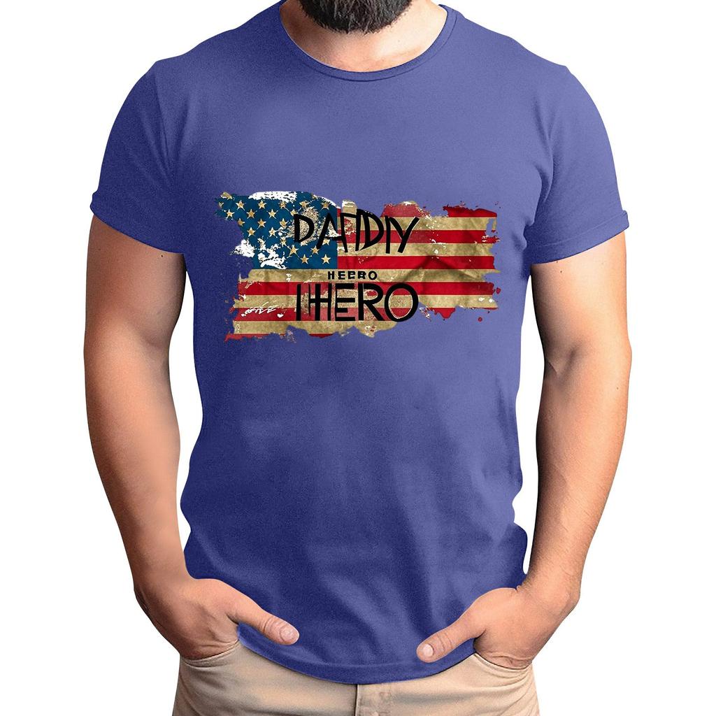 Tricou pentru bărbați cu imprimeu steag, Top lejer casual cu mânecă scurtă pentru bărbați