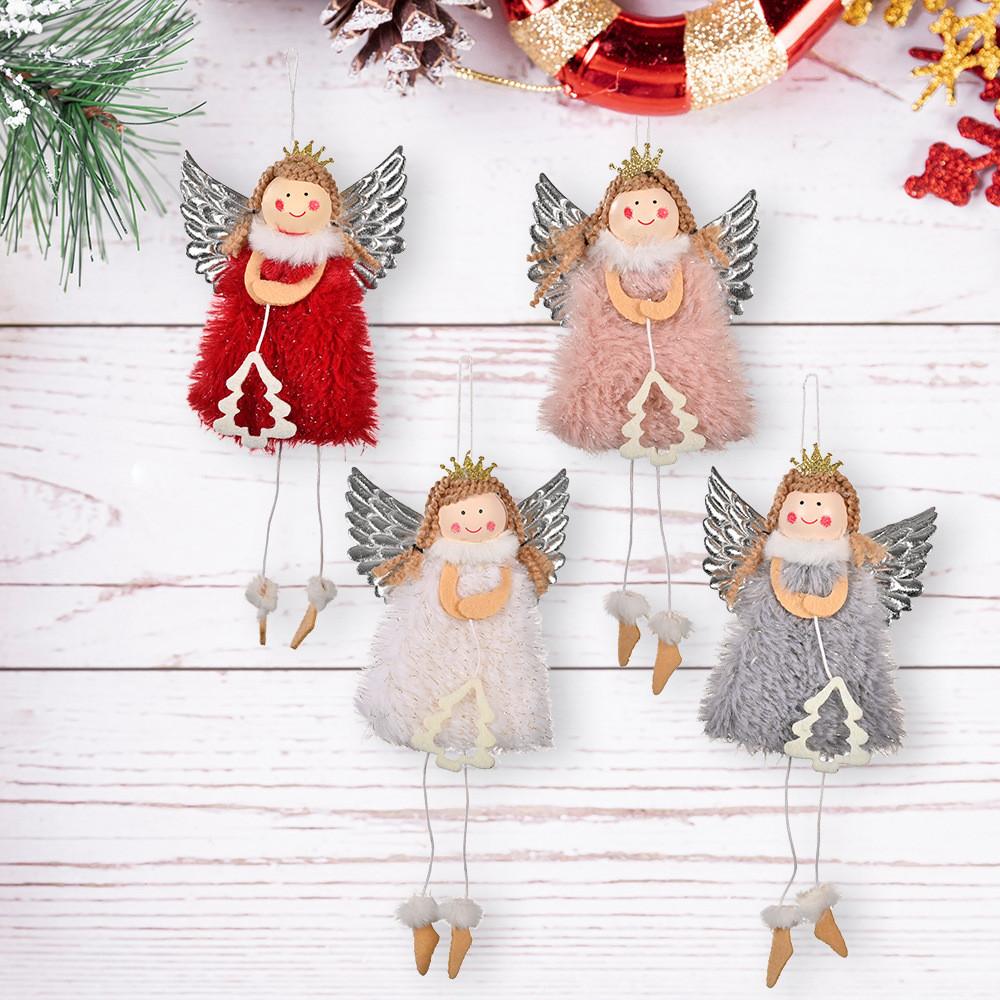 Christmas Angel Decor Silver Wings Fabric Ornament For Festive Tree Scene