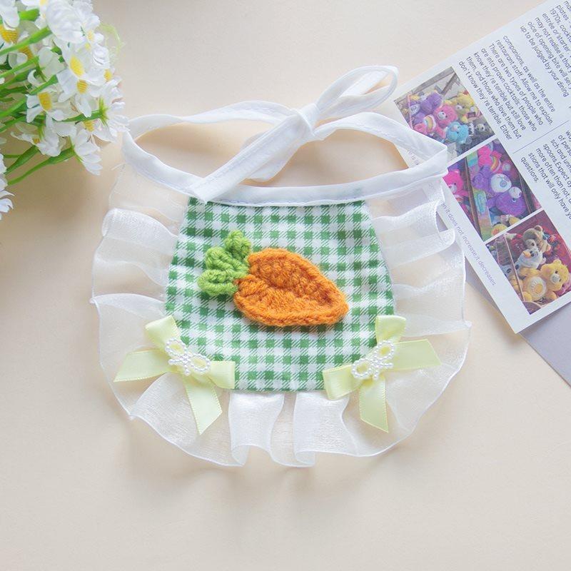 Cute Animal Bib Necklace for Small Medium Dogs All Season Unisex Collar Accessories Adorable Lattice Lace Up Pet Puppy Neck Wear