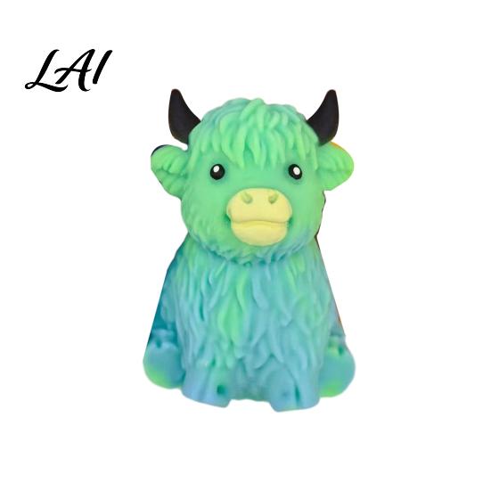 TPR Stress Ball Highland Cow Relief Toy Slow Rising Cattle Squeeze Anxiety зелёный